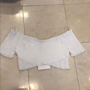 White off the shoulder crop top